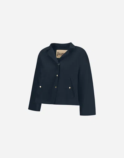 Herno Buttoned Collar Jacket In Blue