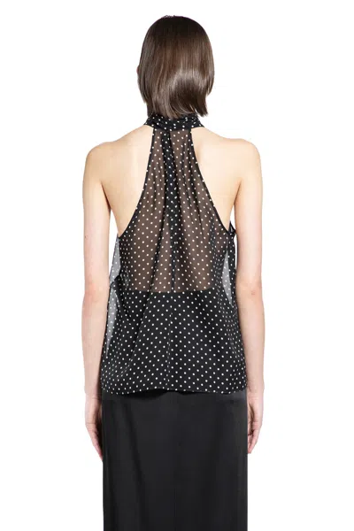 Tom Ford Black Sleeveless Top With Halterneck And All-over Polka Dot Motif In Silk Woman