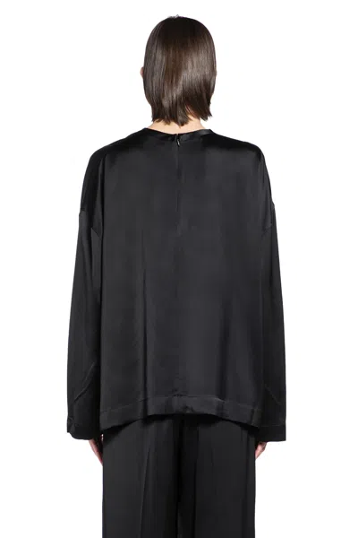 Totême Womens Black Boxy-fit Long-sleeves Woven Top