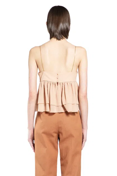 Chloé Tiered Ruffle Organic Silk Georgette Babydoll Top In Neutral