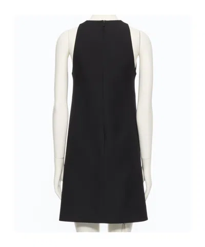 Valentino Garavani Rhinestone Snake Embroidery Crepe Couture Short Dress In Black