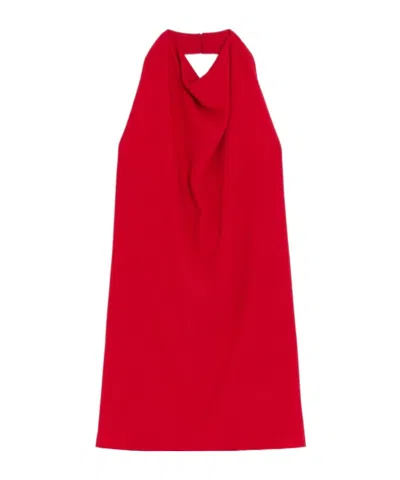 Valentino Womens Paris Halter-neck Silk-crepe Mini Dress In Red