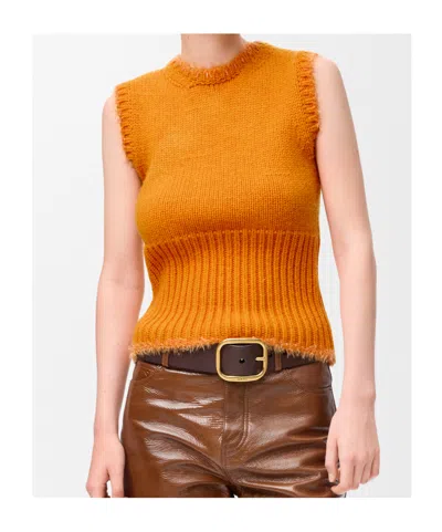 Loewe Wool-blend Ribbed Sweater Vest In Orange