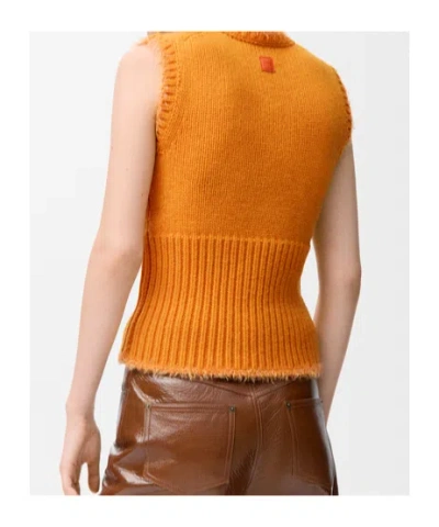 Loewe Wool-blend Ribbed Sweater Vest In Orange