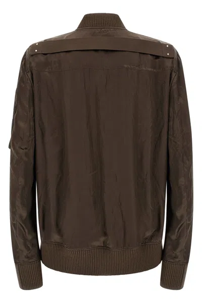 Rick Owens Brown Solid Bomber Jacket In Brown