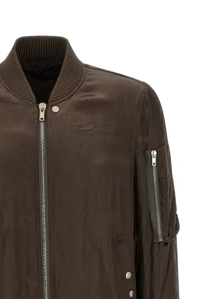 Rick Owens Brown Solid Bomber Jacket In Brown