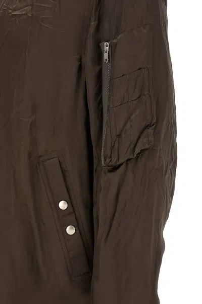 Rick Owens Brown Solid Bomber Jacket In Brown