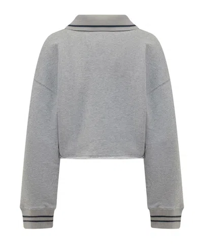 Off-white Script Polo Sweatshirt In Gray