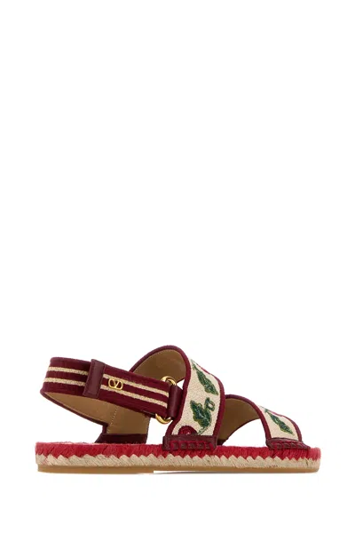 Valentino Garavani Cherryfic Double Strap Slingback Espadrille Sandal In Brown
