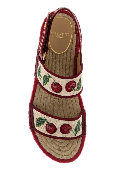 Valentino Garavani Cherryfic Double Strap Slingback Espadrille Sandal In Brown