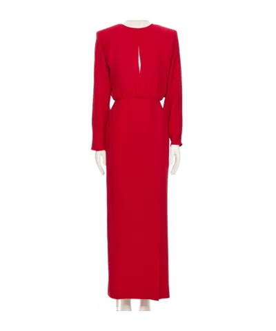 Valentino Donna Long Sleeve Blouson Silk Cady Couture Dress In Red