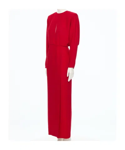 Valentino Donna Long Sleeve Blouson Silk Cady Couture Dress In Red