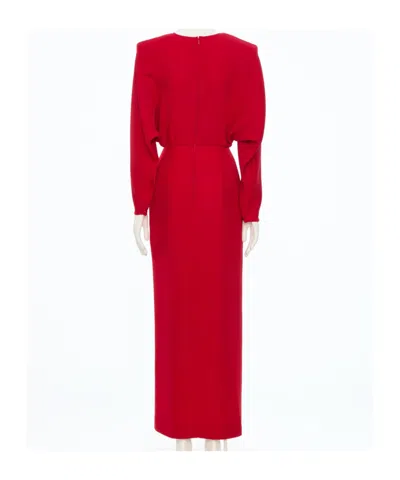 Valentino Donna Long Sleeve Blouson Silk Cady Couture Dress In Red
