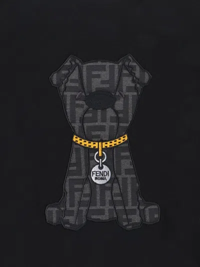 Fendi Cotton T Shirt Short Sleeves Crew Neck Graphic In Black