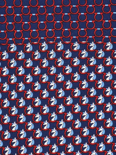 Ferragamo Tie Eight Centimeter Pointed Tip Patterned Design In Blue