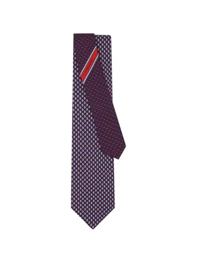 Ferragamo Tie Eight Centimeter Pointed Tip Patterned Design In Blue