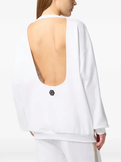 Philipp Plein Open-back Sweatshirt In White