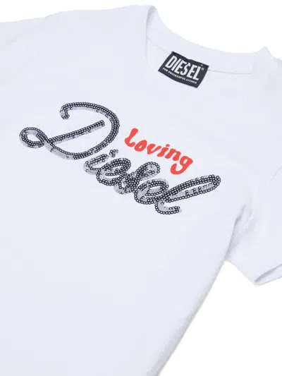 Diesel Sequin T-shirt In White