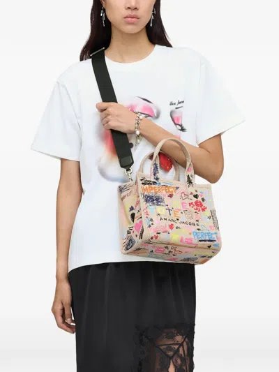 Marc Jacobs The Small Punk Scribble Canvas Tote Bag In Neutral
