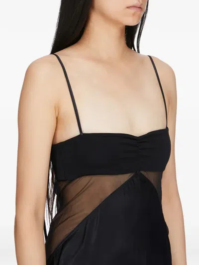 Rick Owens Panelled Satin Midi Slip Dress In Black