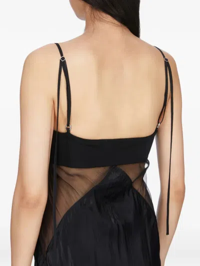 Rick Owens Panelled Satin Midi Slip Dress In Black