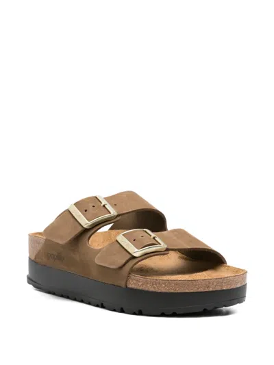 Birkenstock Heel Sandals With Cork Sole And Open Toe In Multi