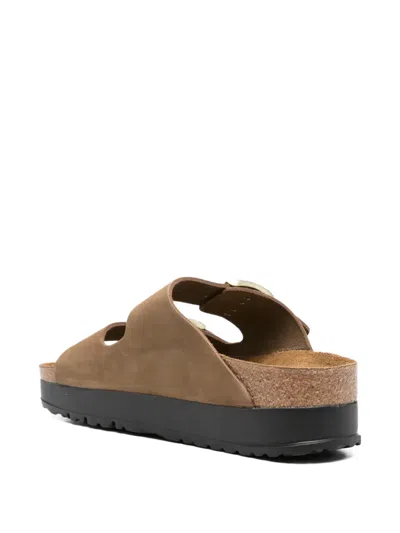 Birkenstock Heel Sandals With Cork Sole And Open Toe In Multi