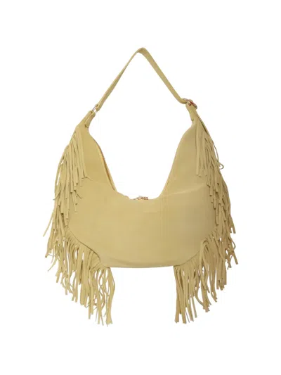 Orciani Small Isola Peach Fringed Leather Shoulder Bag In Brown