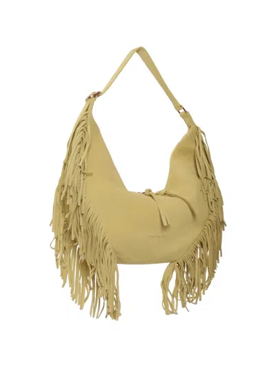 Orciani Small Isola Peach Fringed Leather Shoulder Bag In Brown