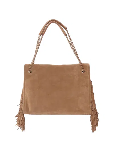 Orciani Venus Peach Fringed Shoulder Bag In Pink