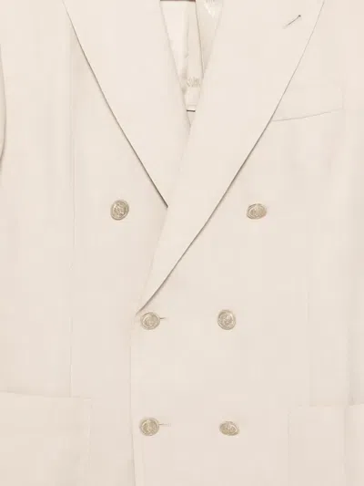 Eleventy Double-breasted Blazer In Neutral