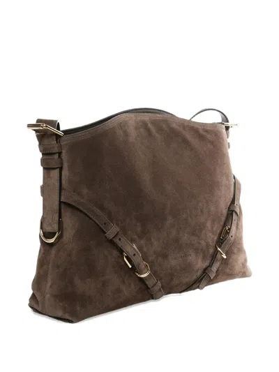 Givenchy Medium Suede Handbag With Structured Design In Brown