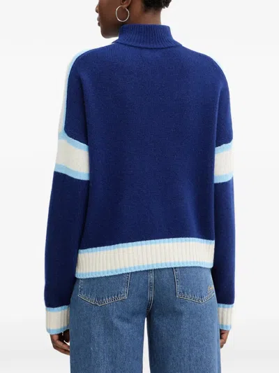 From Future Half-zip Striped Sweater In Blue