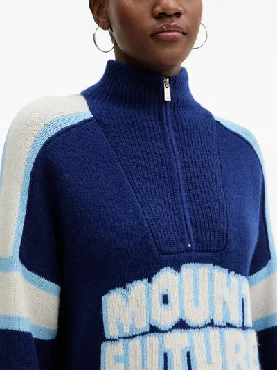 From Future Half-zip Striped Sweater In Blue
