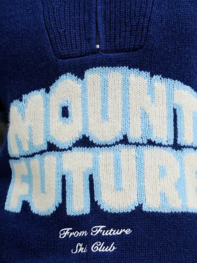 From Future Half-zip Striped Sweater In Blue