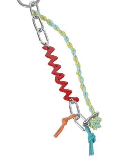 Marni Logo-plaque Keyring In Multi