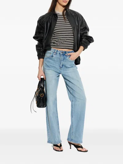 Rag & Bone Womens Luca Striped Stretch-woven T-shirt Ivybl In Black