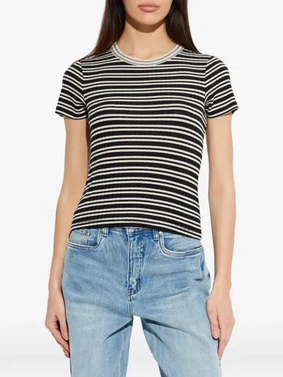 Rag & Bone Womens Luca Striped Stretch-woven T-shirt Ivybl In Black