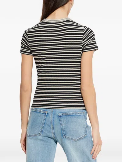 Rag & Bone Womens Luca Striped Stretch-woven T-shirt Ivybl In Black