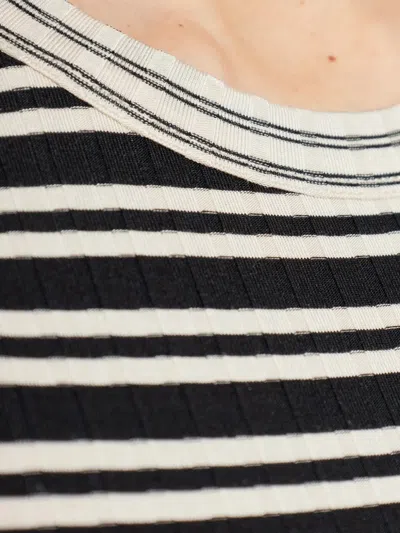 Rag & Bone Womens Luca Striped Stretch-woven T-shirt Ivybl In Black