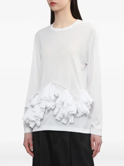 Comme Des Garçons White Polyester Back Pin Mesh T-shirt In White