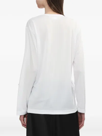 Comme Des Garçons White Polyester Back Pin Mesh T-shirt In White
