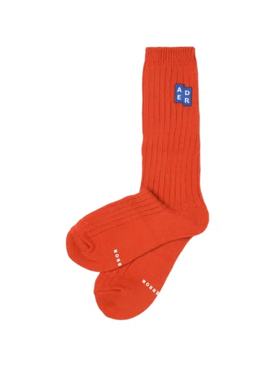 Ader Error Ribbed Patch Socks In Orange