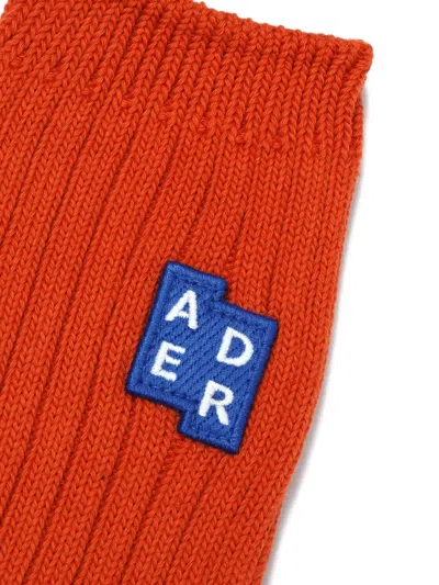 Ader Error Ribbed Patch Socks In Orange