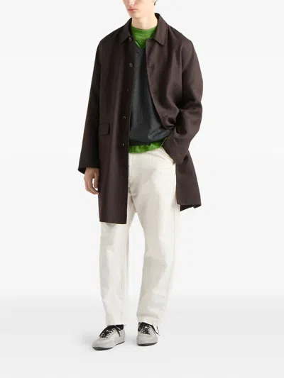 Prada Green Solid Crew Neck T-shirt In Green