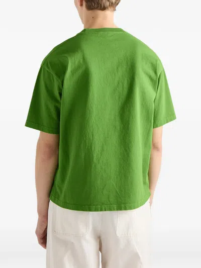 Prada Green Solid Crew Neck T-shirt In Green