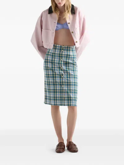 Prada Ottanio Pencil Skirt With Check Pattern In Multi