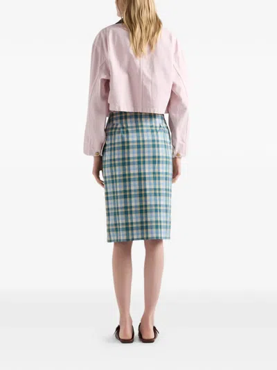 Prada Ottanio Pencil Skirt With Check Pattern In Multi