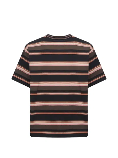 Sacai Multicolor Horizontal Stripe T-shirt In Brown