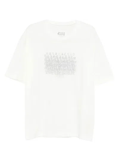 Maison Margiela Neutrals Scattered Numbers Rectangular Cotton T-shirt In Off White